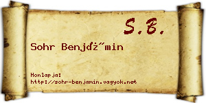 Sohr Benjámin névjegykártya